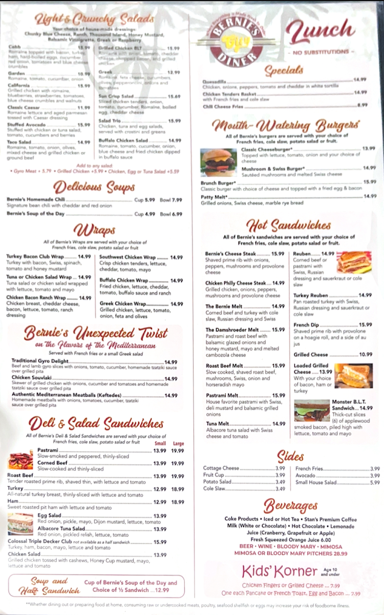 Menu Bernie's City Diner-2