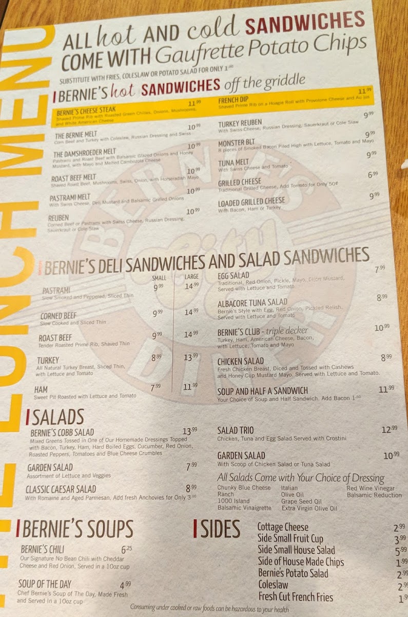 Menu Bernie's City Diner-5