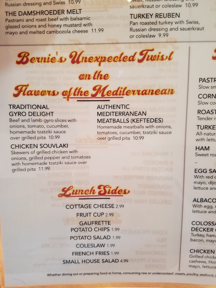 Menu Bernie's City Diner-6