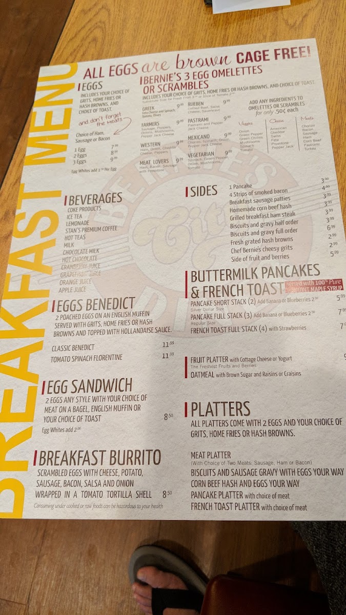 Menu Bernie's City Diner-7