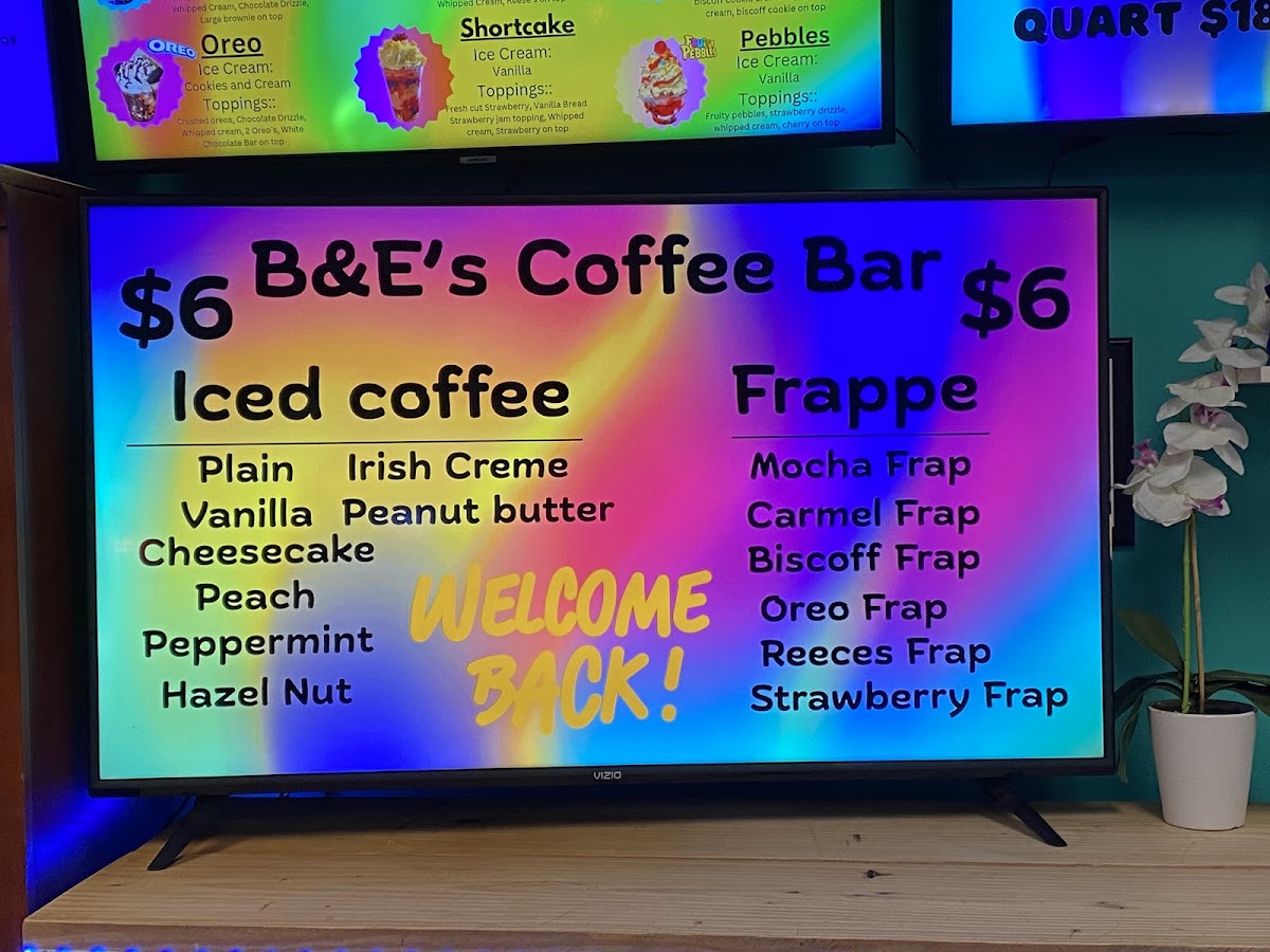 Menu B&e's Ice Cream And Coffee Shop-2