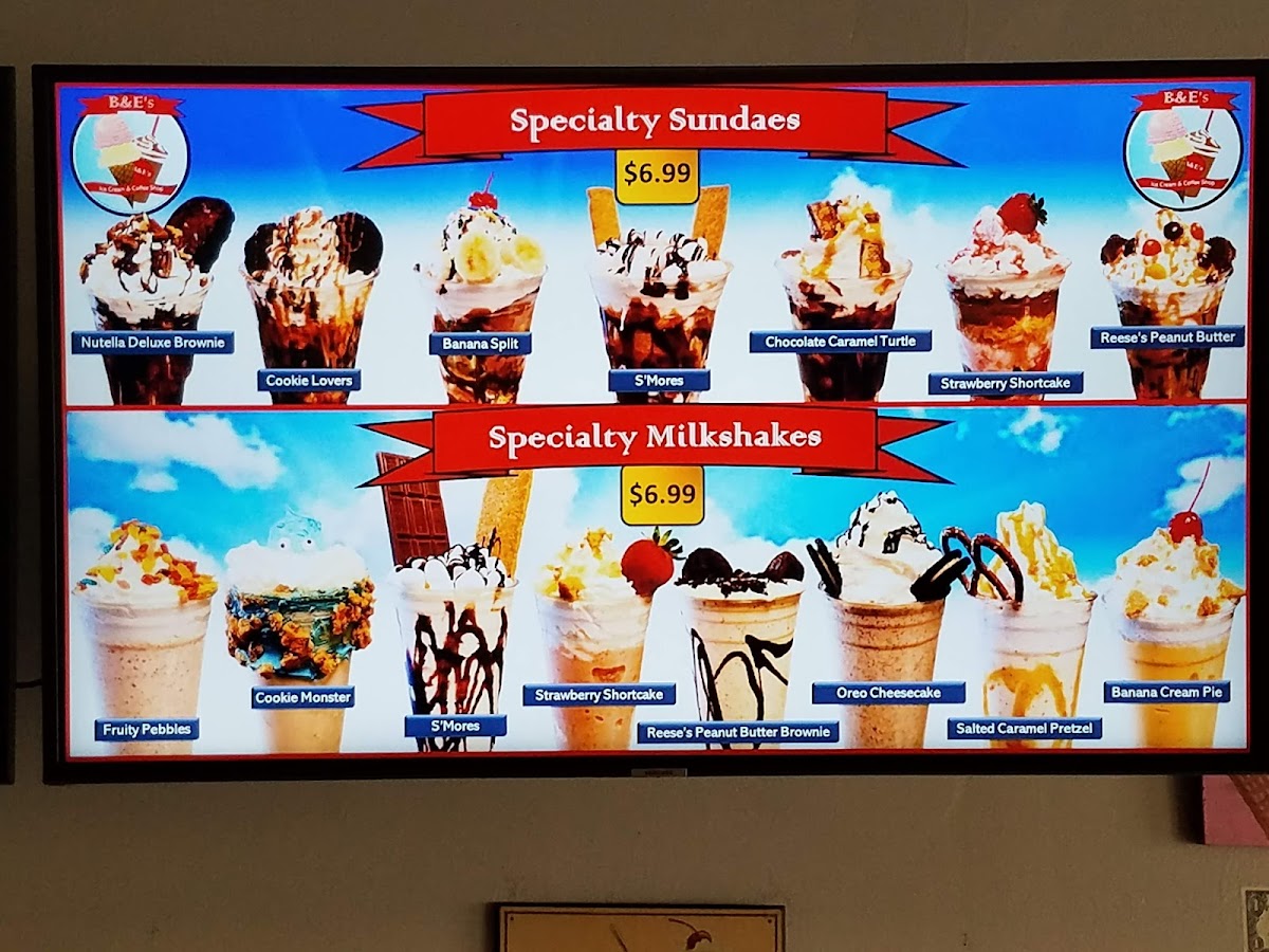 Menu B&e's Ice Cream And Coffee Shop-3
