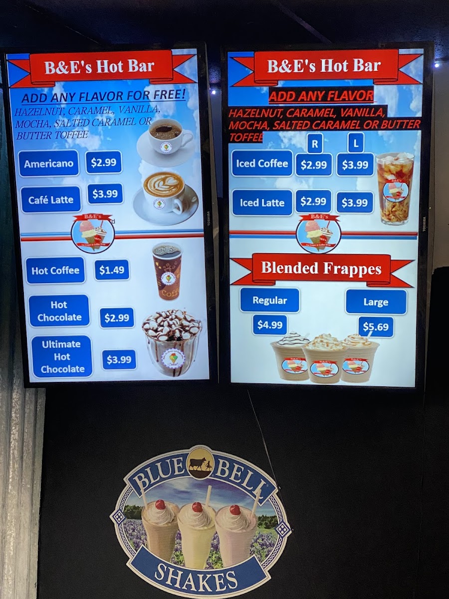 Menu B&e's Ice Cream And Coffee Shop-4