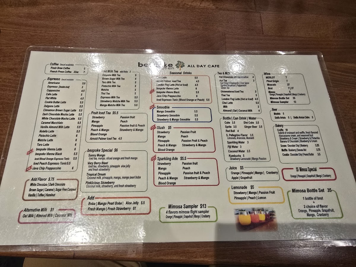 Menu Bespoke Kitchen All Day Cafe-7