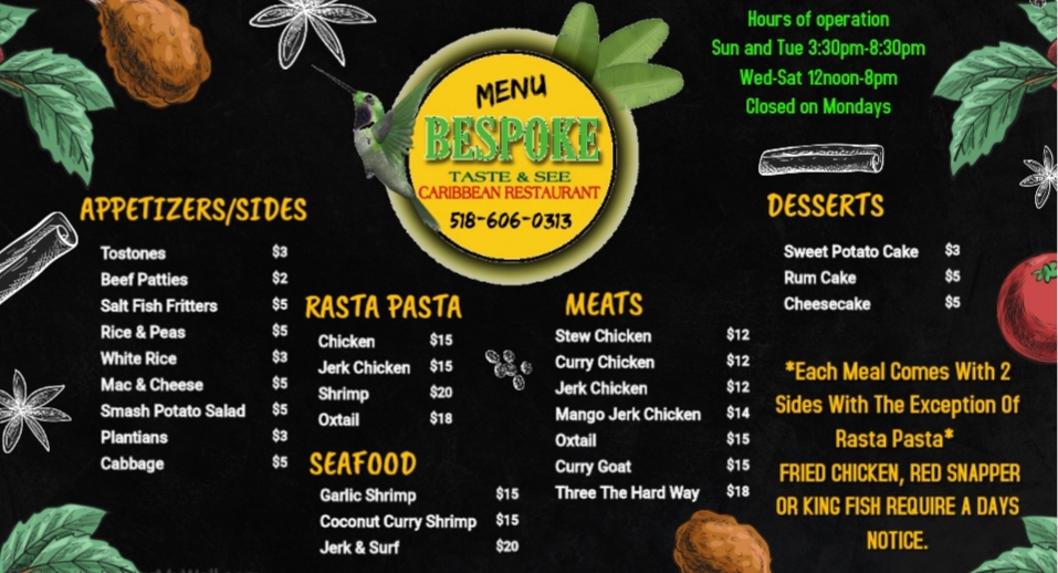 Menu Bespoke Taste & See Caribbean Restaurant-1