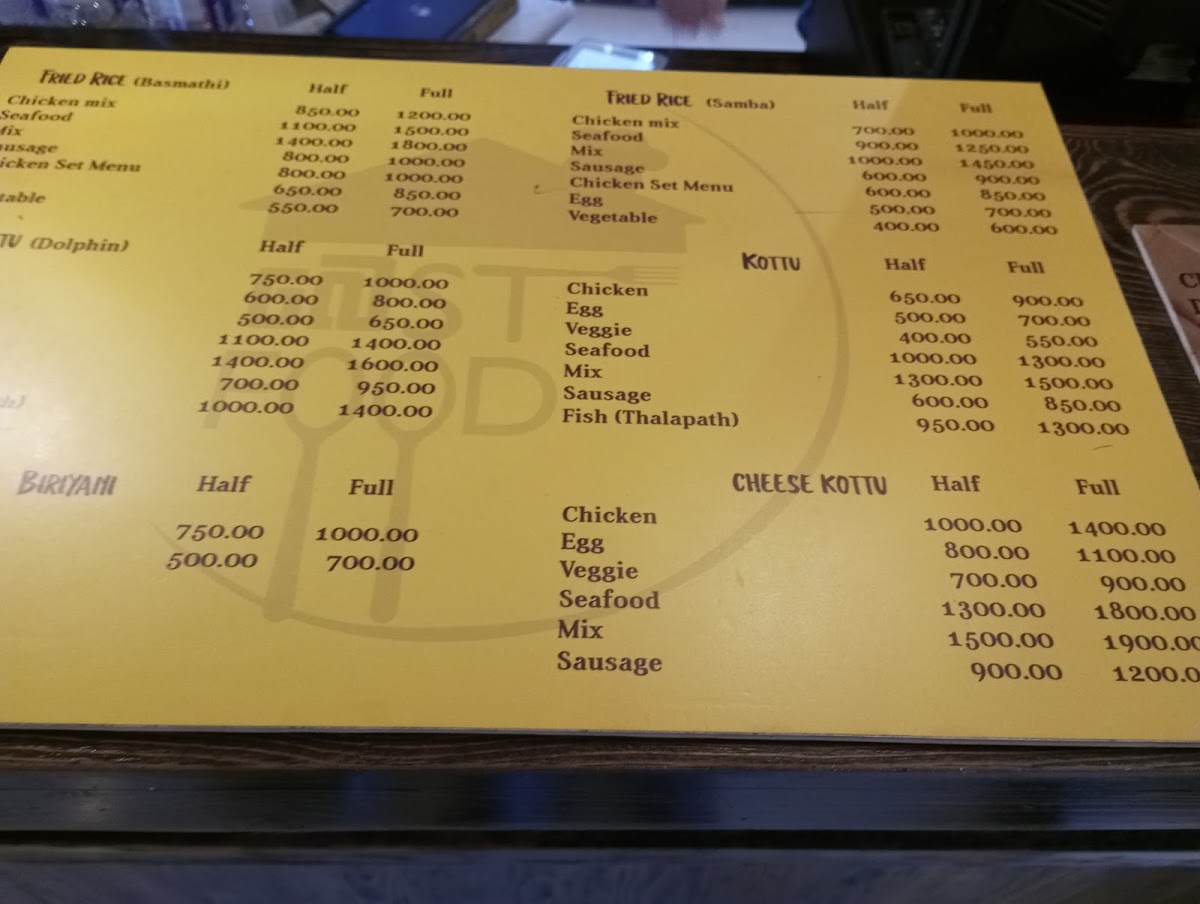 Menu Best Food Colombo 04-7
