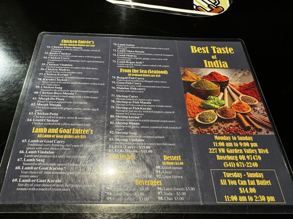 Menu Best Taste Of India Roseburg-4