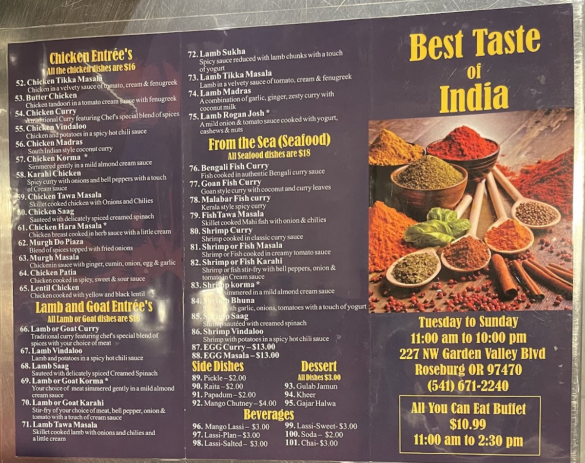 Menu Best Taste Of India Roseburg-8