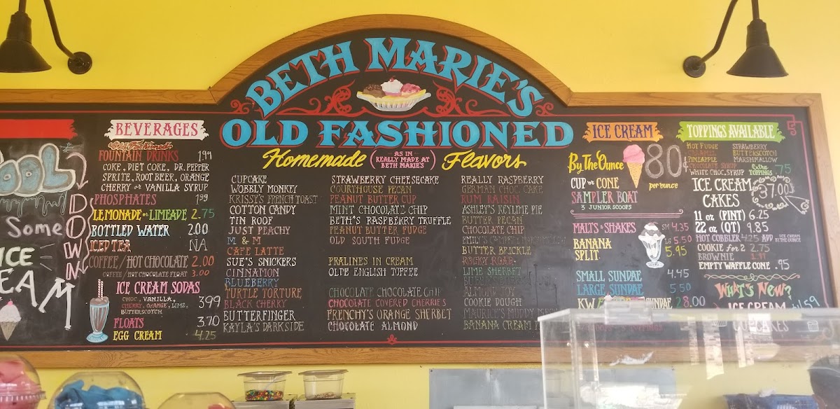 Menu Beth Marie's Old Fashioned Ice Cream-10