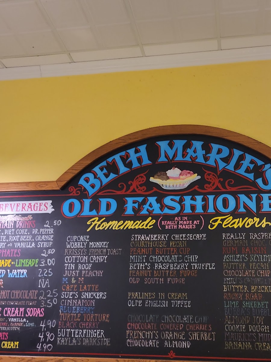 Menu Beth Marie's Old Fashioned Ice Cream-7