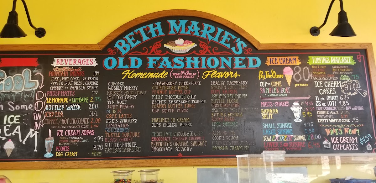 Menu Beth Marie's Old Fashioned Ice Cream-9