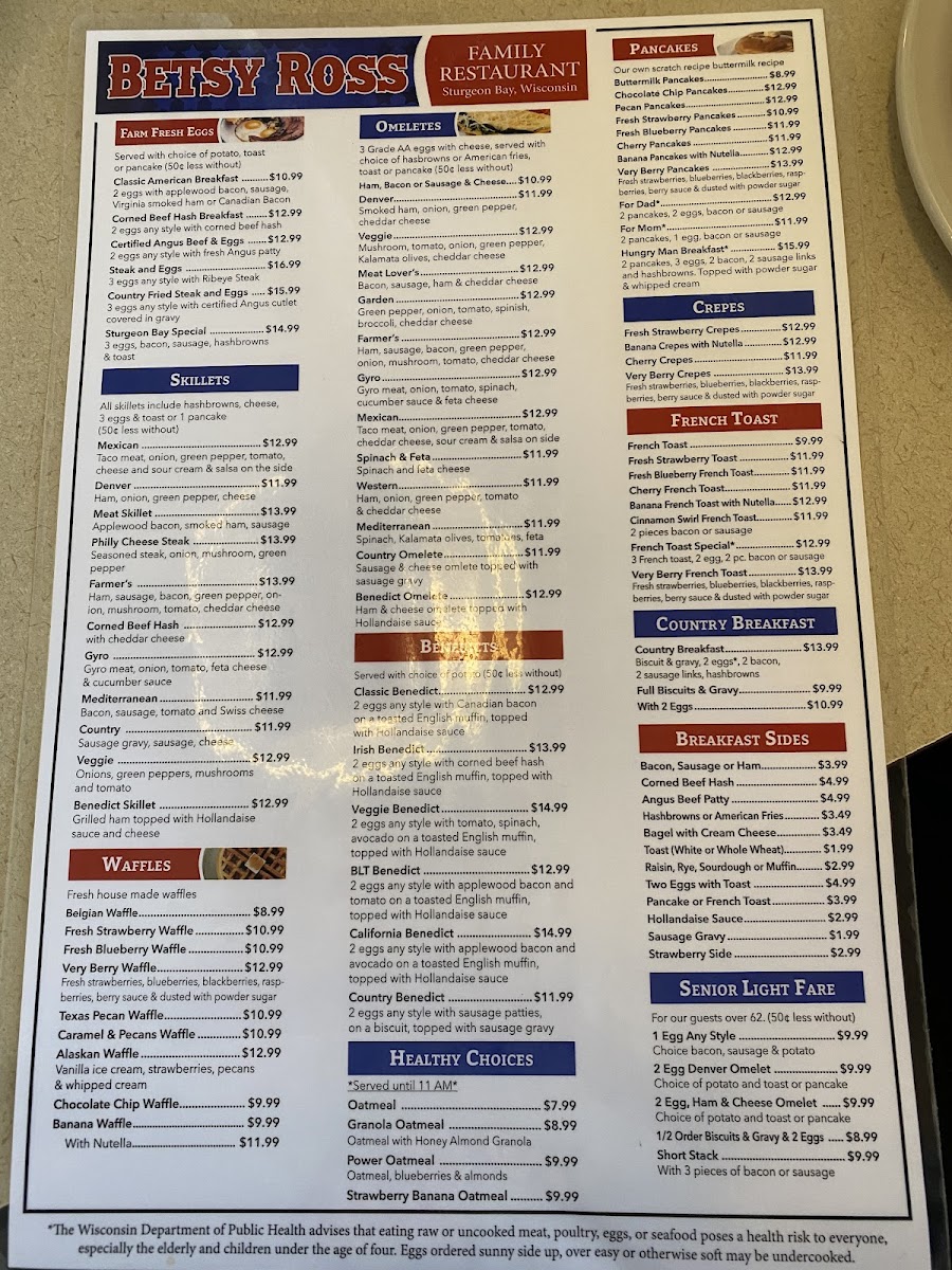 Menu Betsy Ross Family Restaurant-1