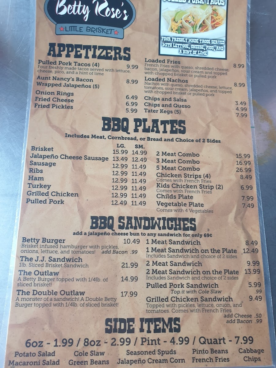Menu Betty Rose's Little Brisket-7