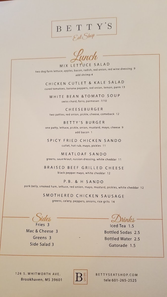 Menu Betty's Eat Shop-5