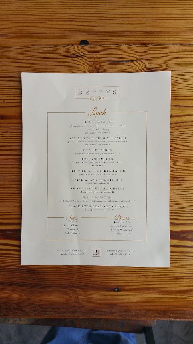 Menu Betty's Eat Shop-7