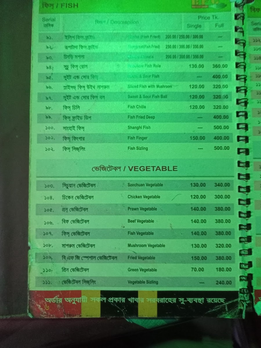 Menu Bfg Restaurant-1