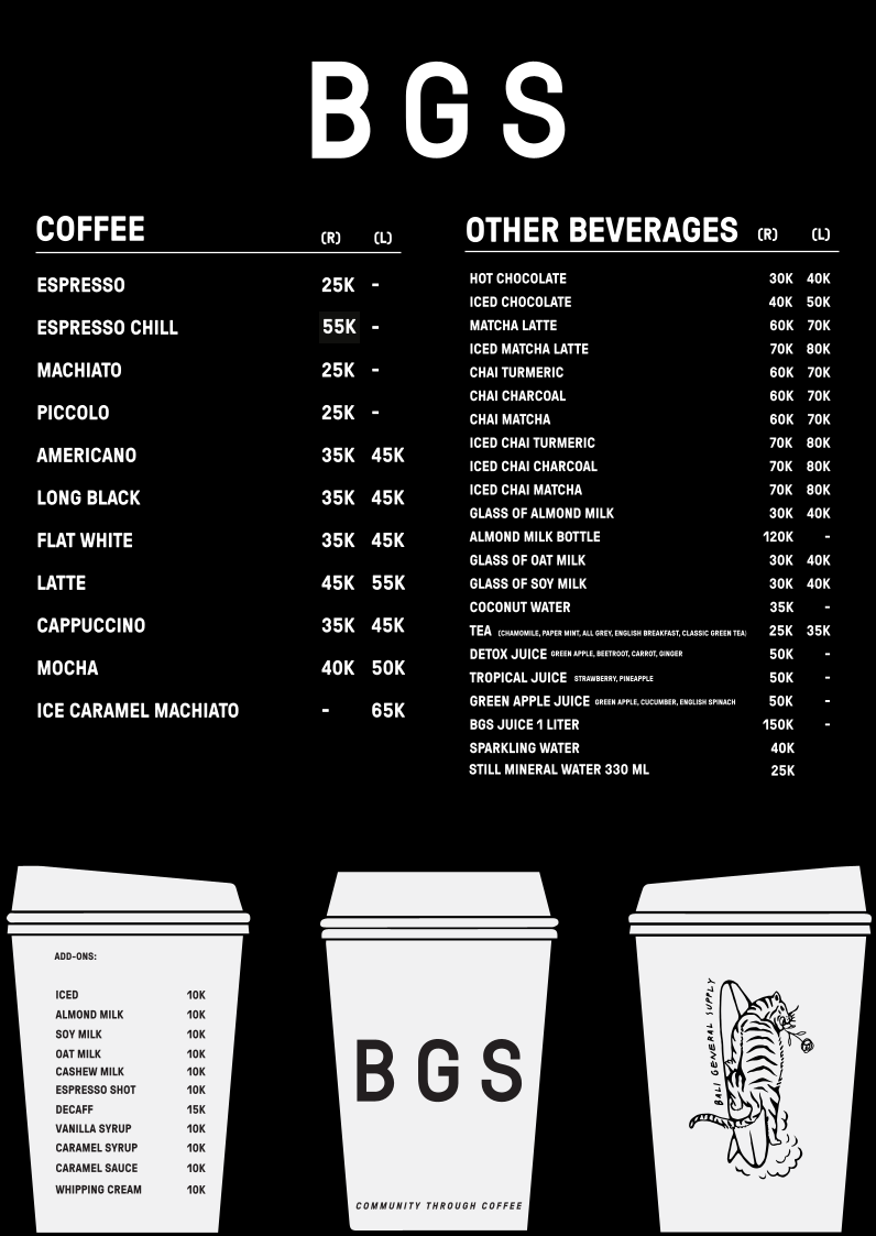 Menu Bgs Bali Canggu - Coffee Bar & Surf Shop-1