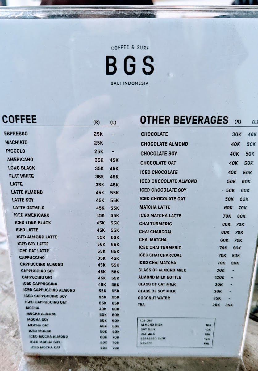 Menu Bgs Bali Canggu - Coffee Bar & Surf Shop-4