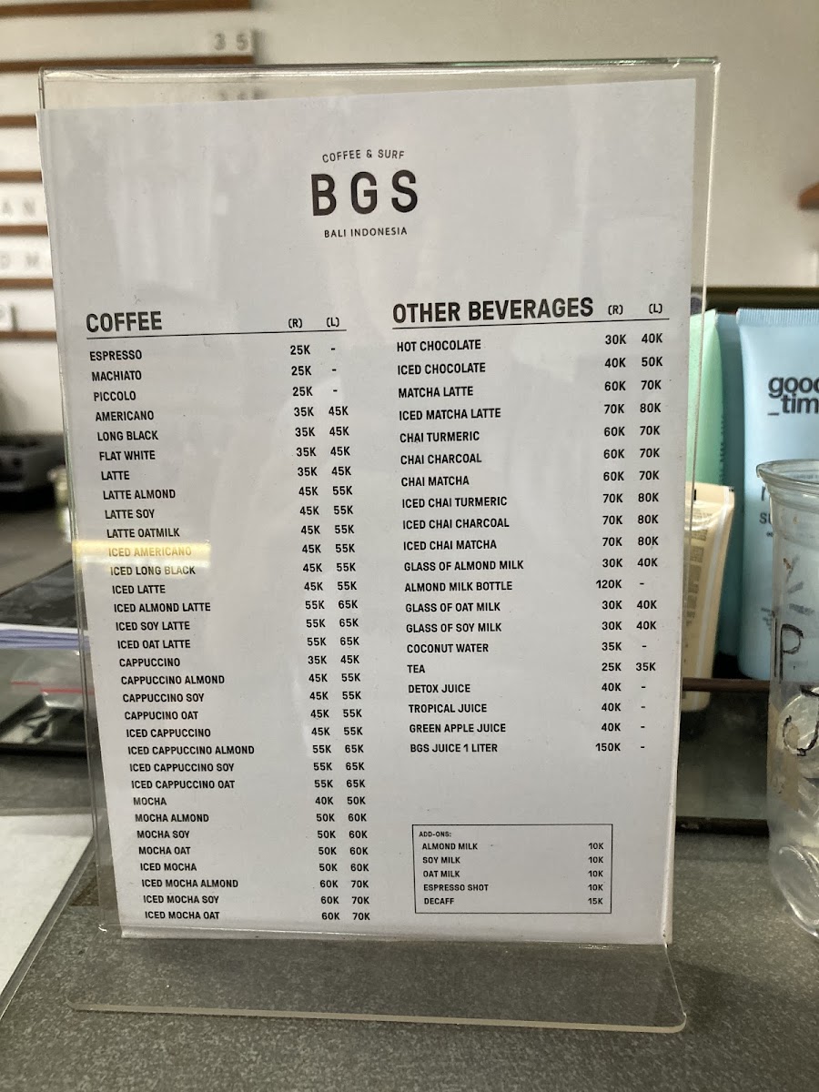 Menu Bgs Bali Canggu - Coffee Bar & Surf Shop-8