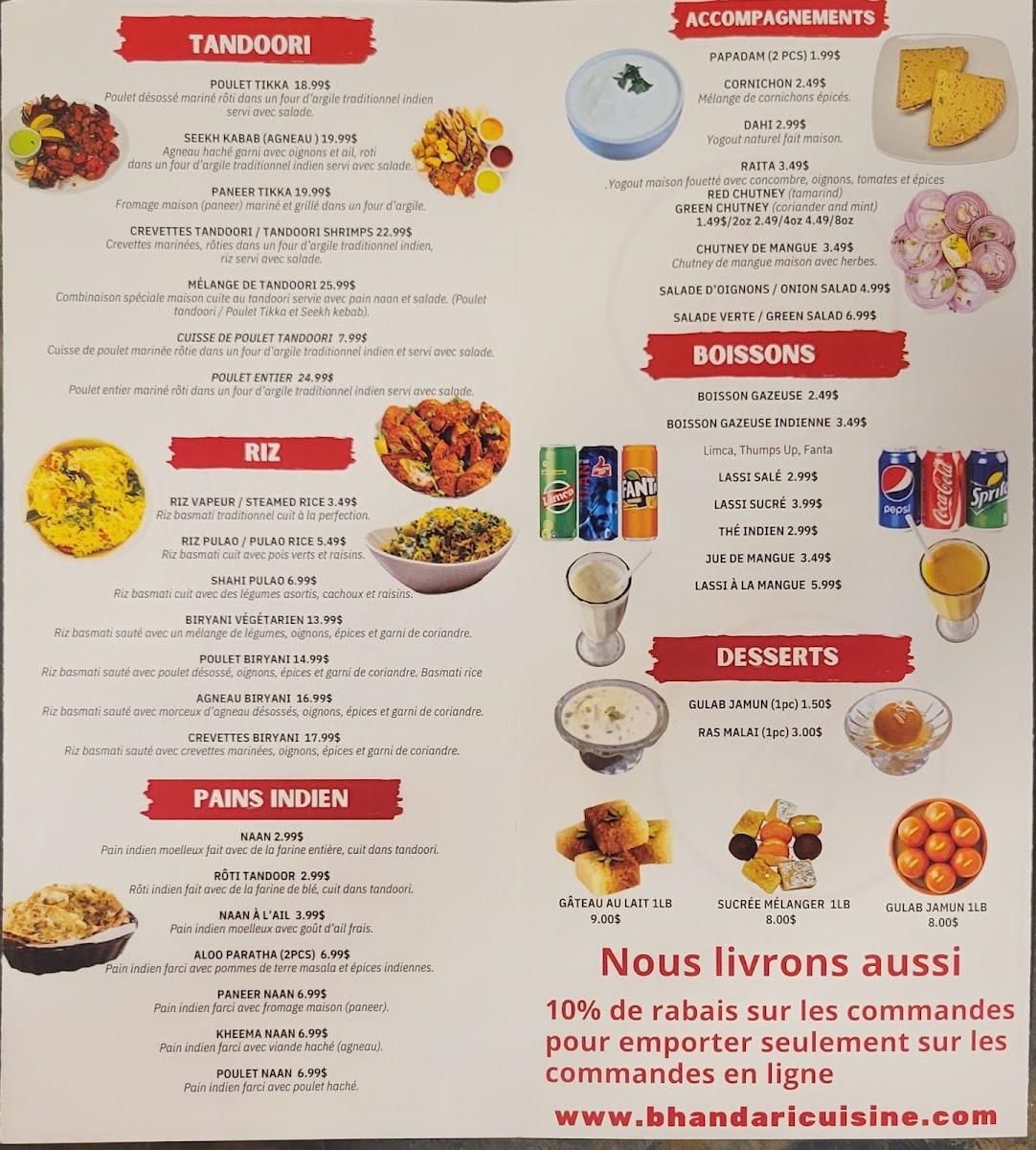 Menu Bhandari Cuisine Indienne Saint-Clet-1