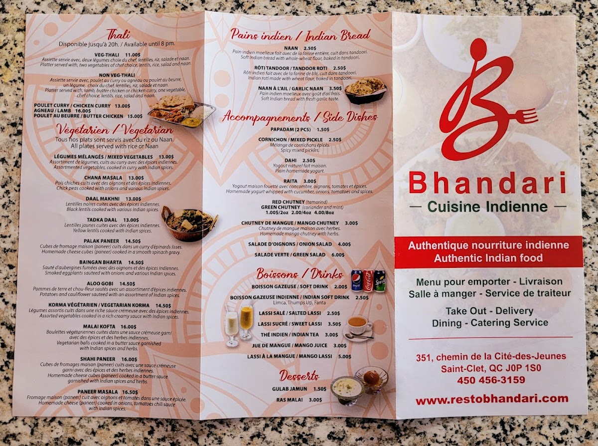 Menu Bhandari Cuisine Indienne Saint-Clet-6