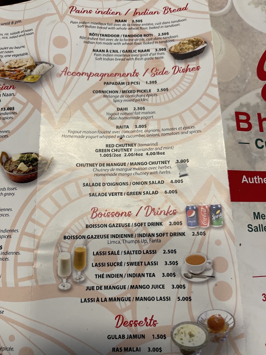 Menu Bhandari Cuisine Indienne Saint-Clet-9