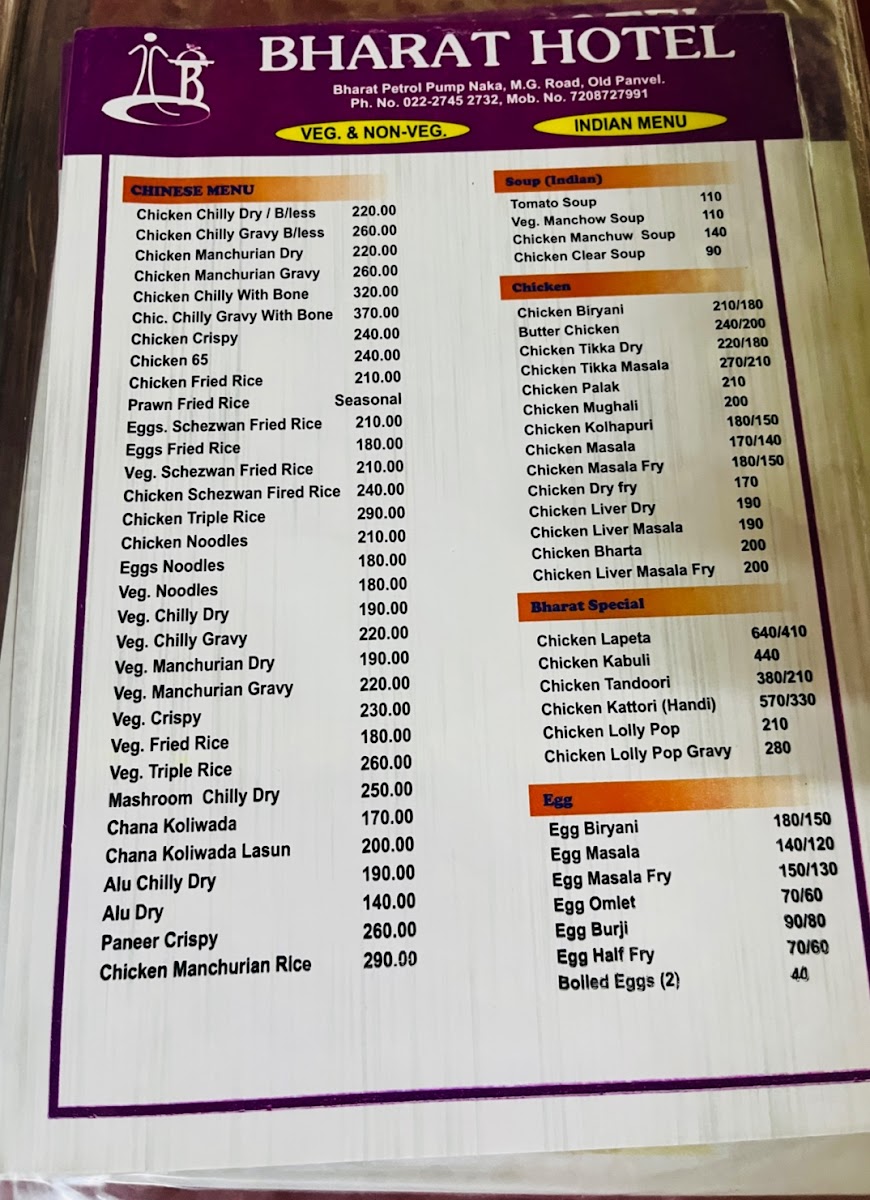 Menu Bharat Hotel-1