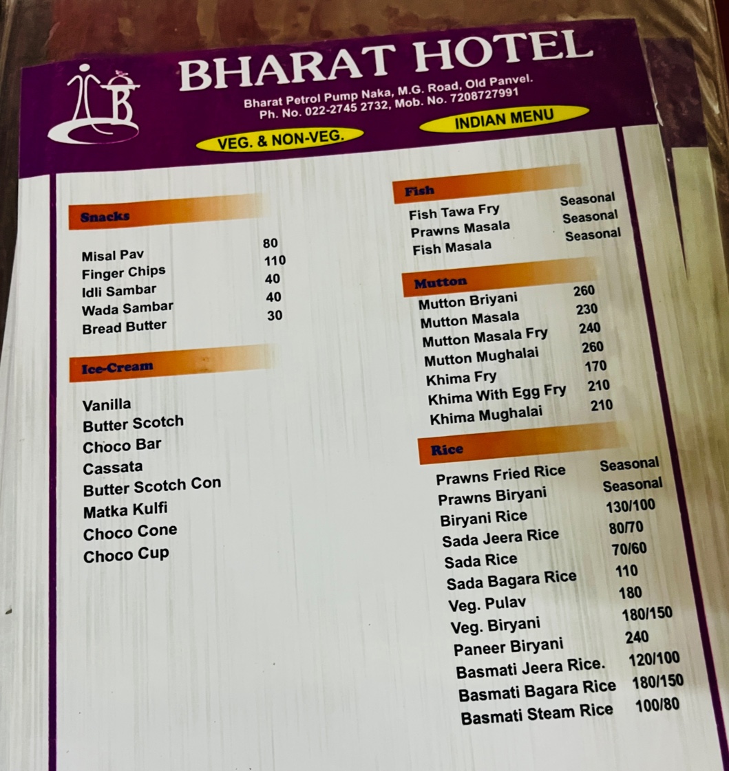 Menu Bharat Hotel-3