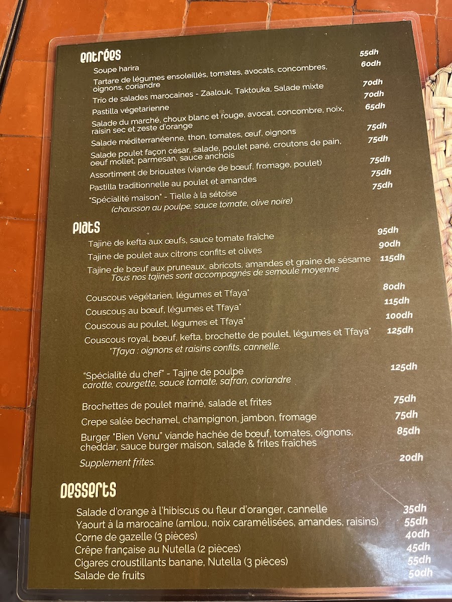 Menu Bien Venu-1