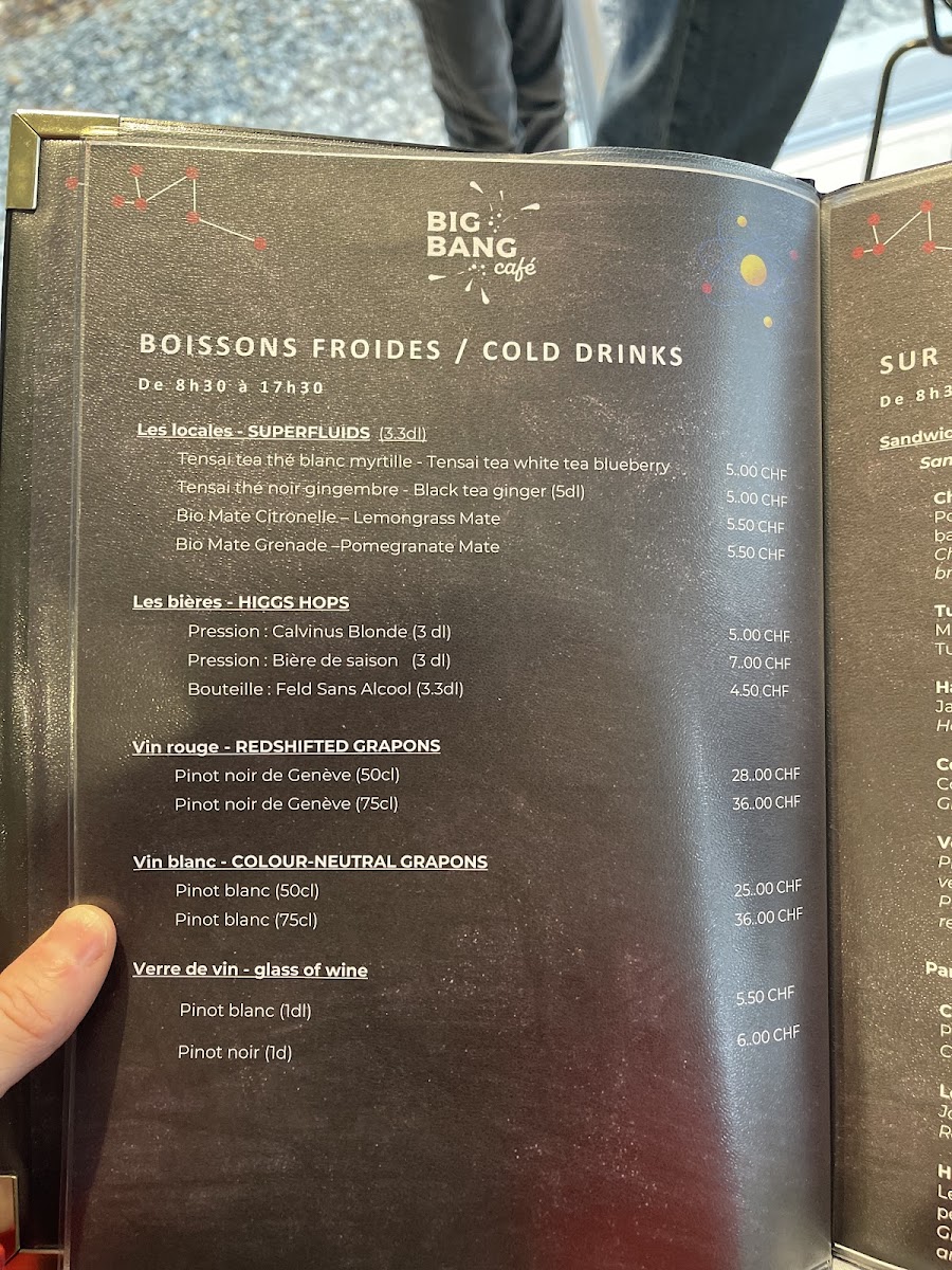 Menu Big Bang Café - Cern Science Gateway-7