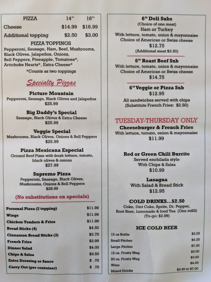 Menu Big Daddy's Pizza-1