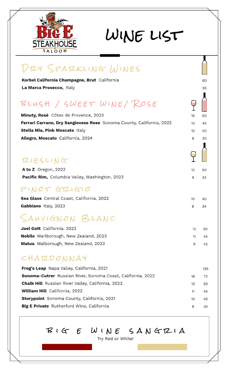 Menu Big E Steakhouse & Saloon-4