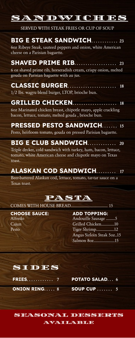 Menu Big E Steakhouse & Saloon-5
