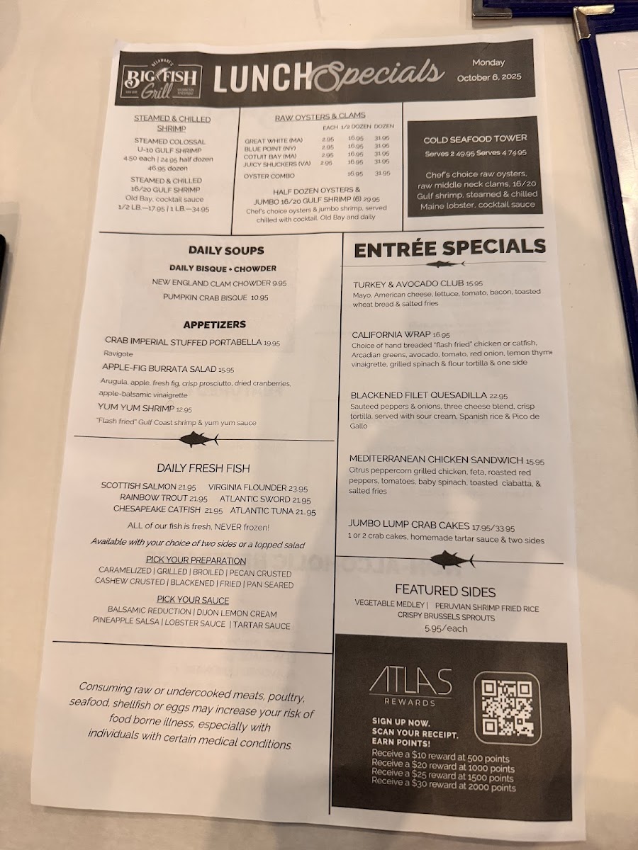 Menu Big Fish Grill On The Riverfront-1