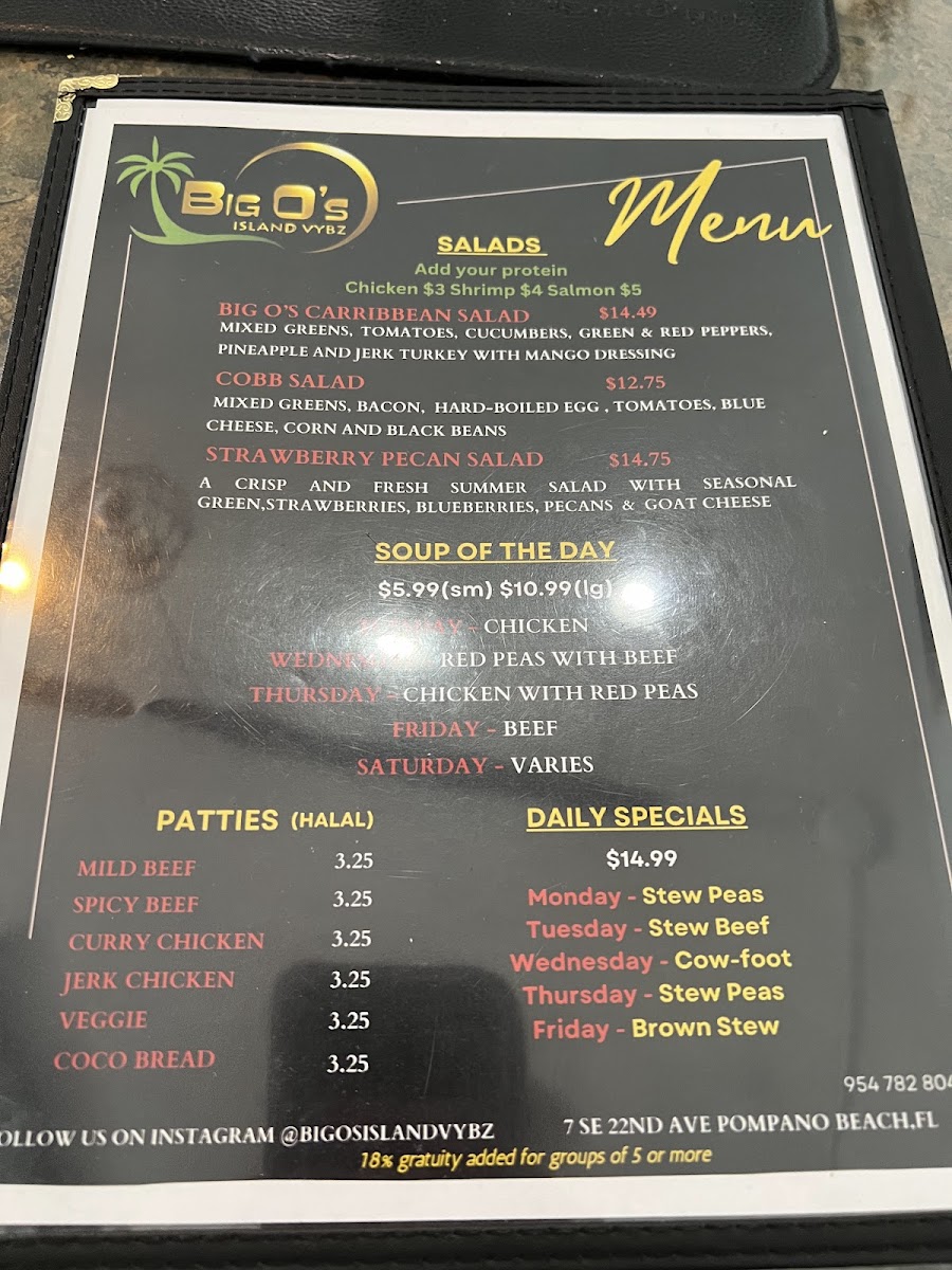 Menu Big O's Islandvybz-8