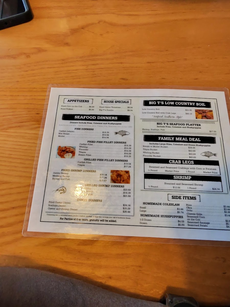 Menu Big T's Seafood Restaurant-3