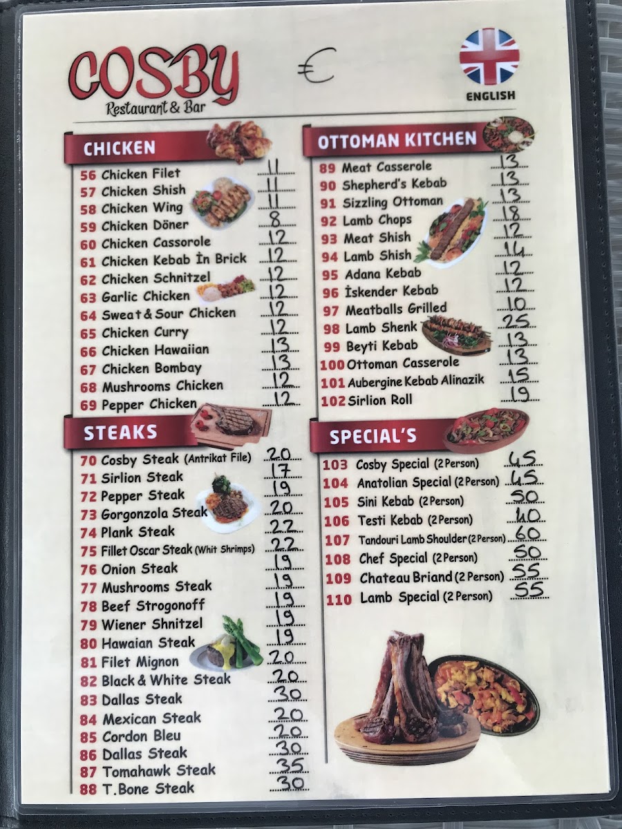 Menu Bill Cosby Restaurant & Bar Titreyengöl-2