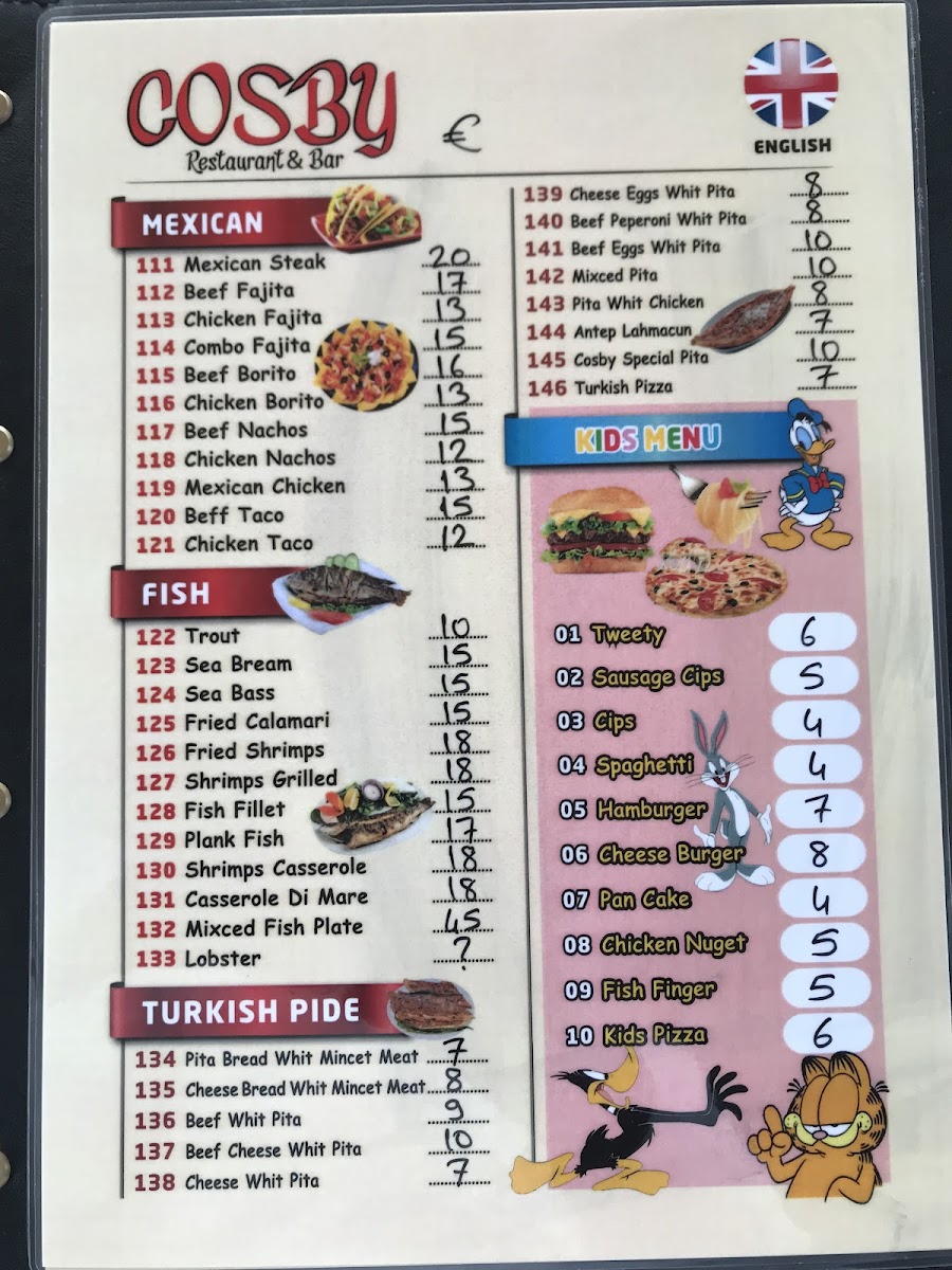 Menu Bill Cosby Restaurant & Bar Titreyengöl-3