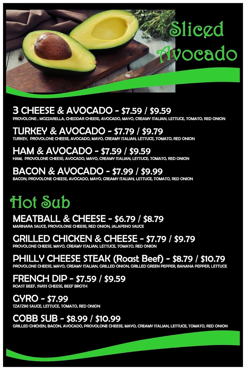 Menu Bill & Ruth's Sub Shop-2