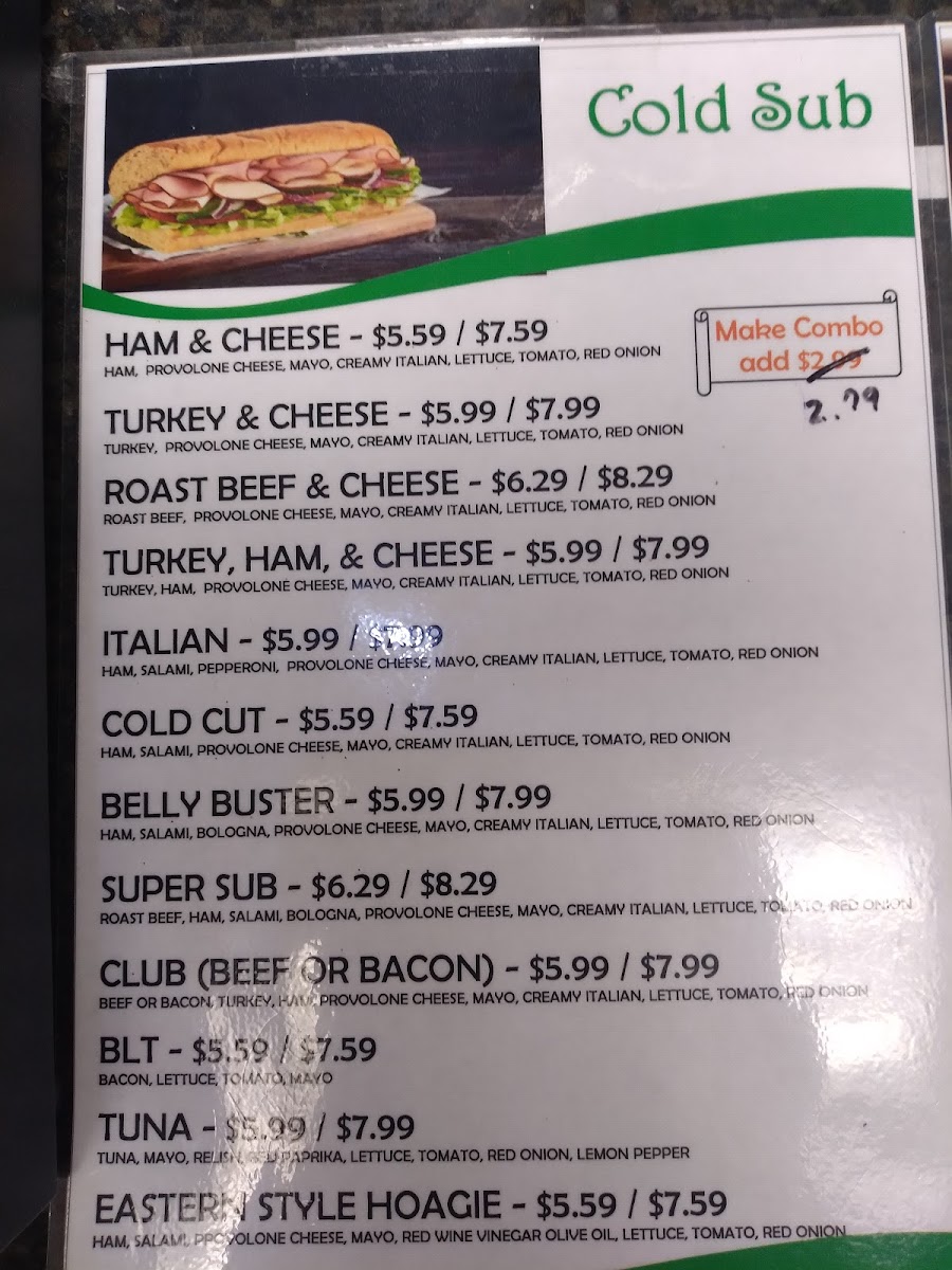 Menu Bill & Ruth's Sub Shop-5