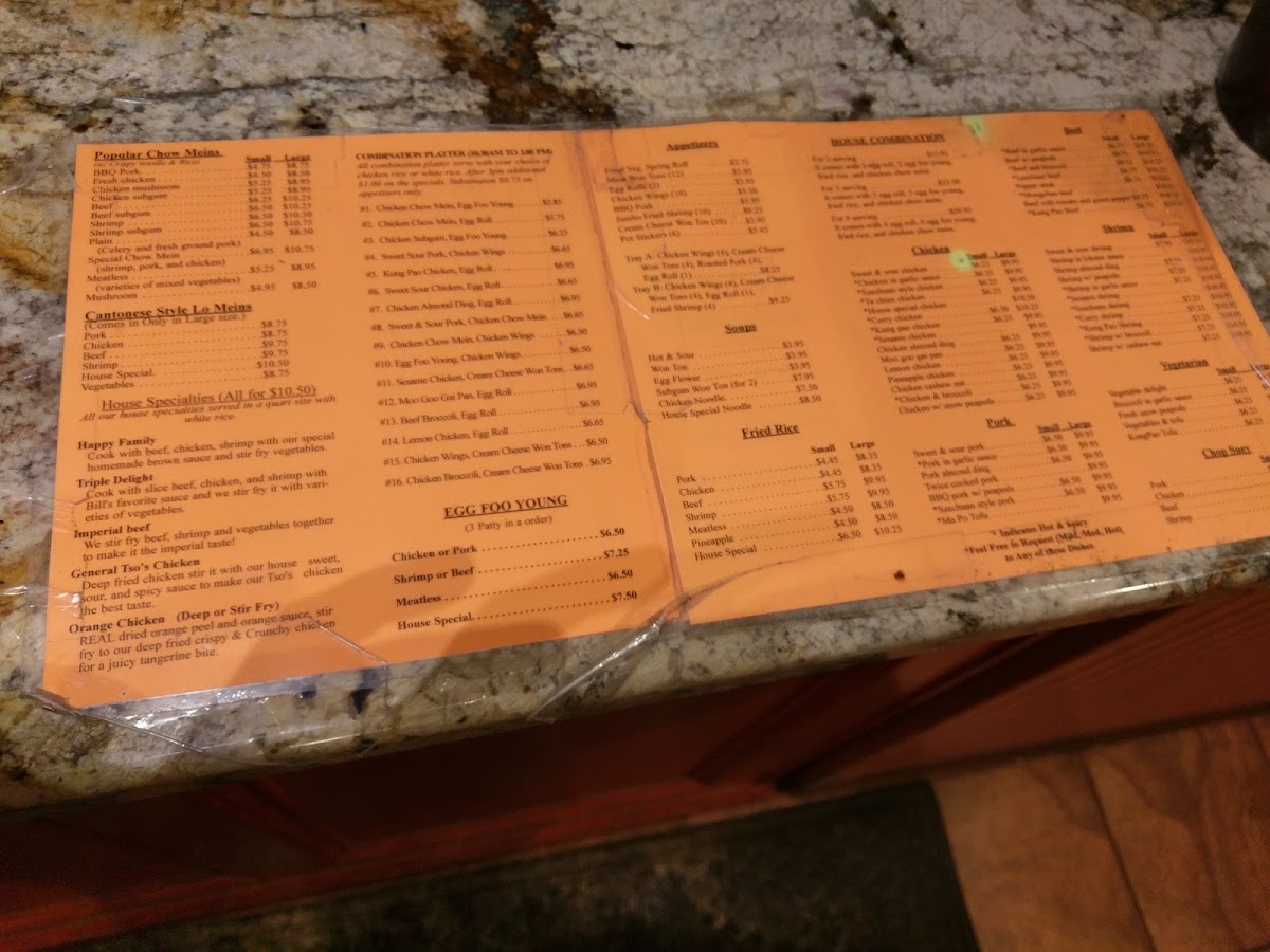 Menu Bill's Garden Chinese Gourmet-2