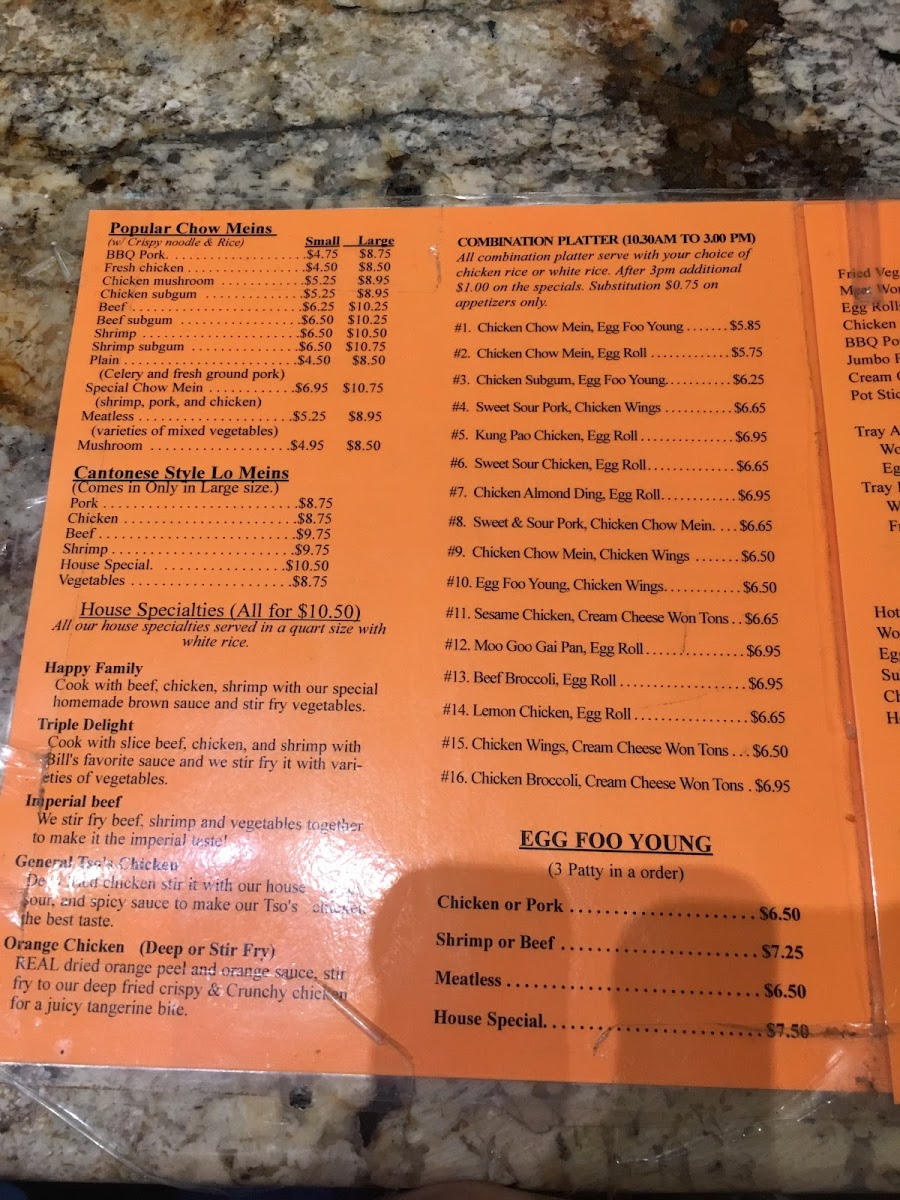 Menu Bill's Garden Chinese Gourmet-3