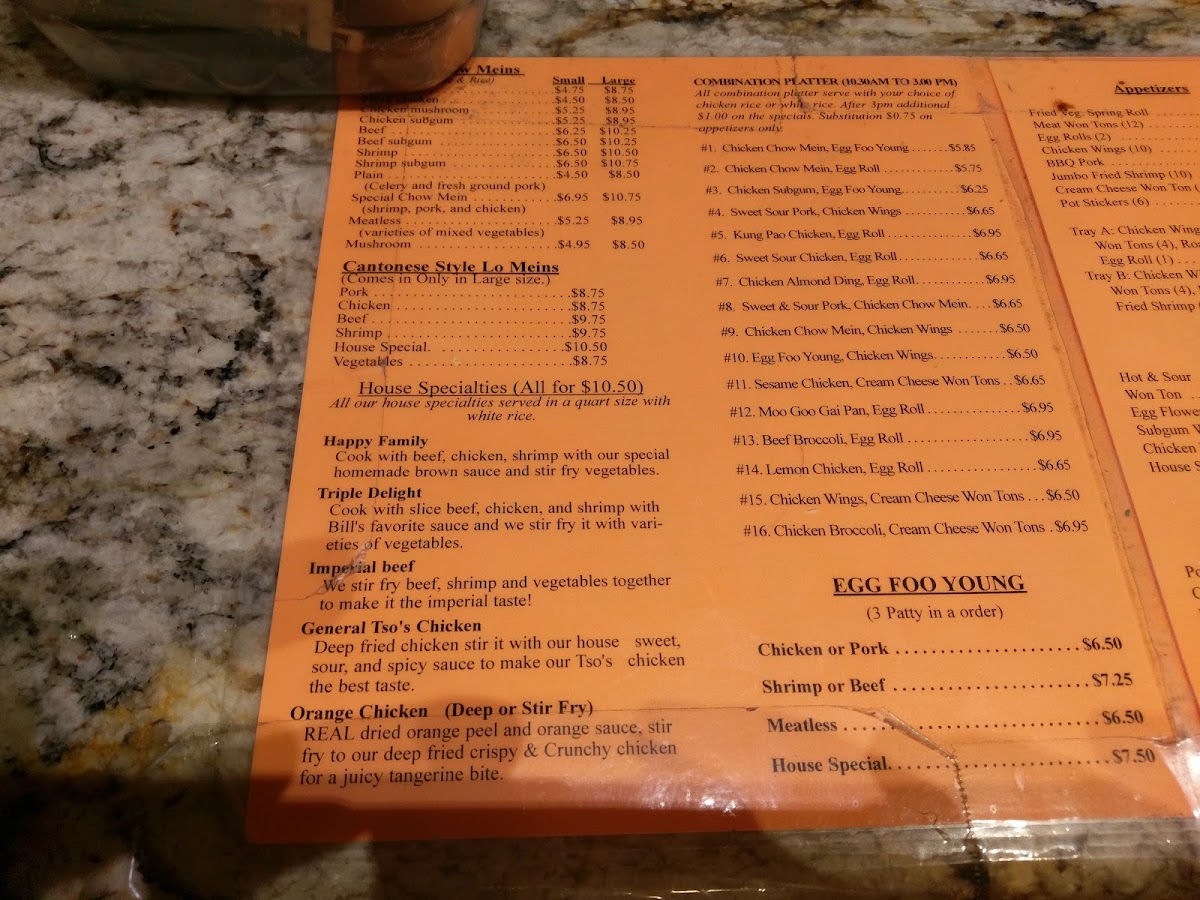 Menu Bill's Garden Chinese Gourmet-6
