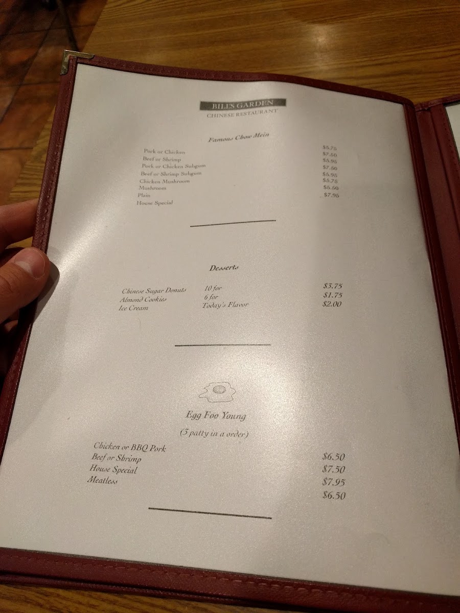 Menu Bill's Garden Chinese Gourmet-8
