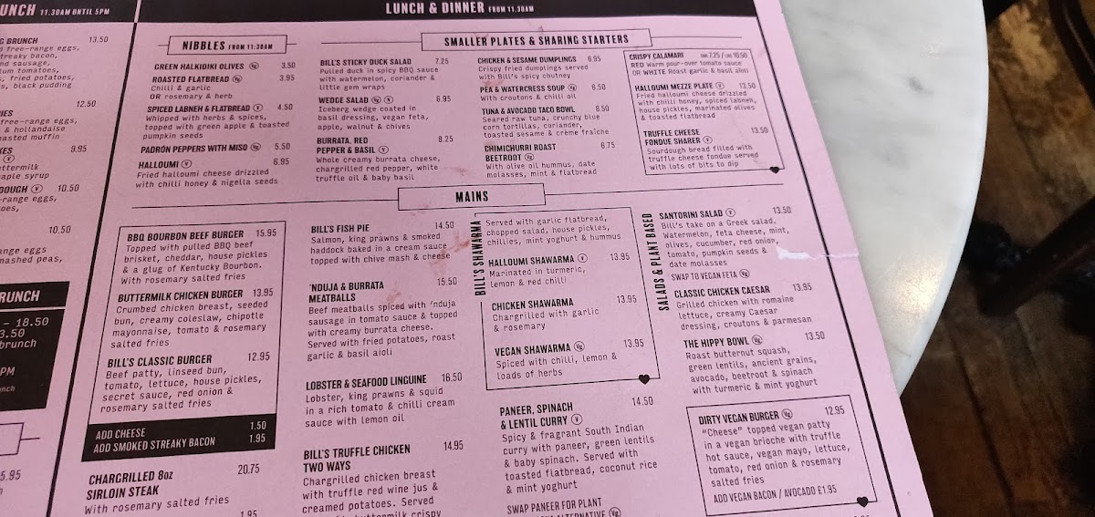 Menu Bill's Horsham Restaurant-5