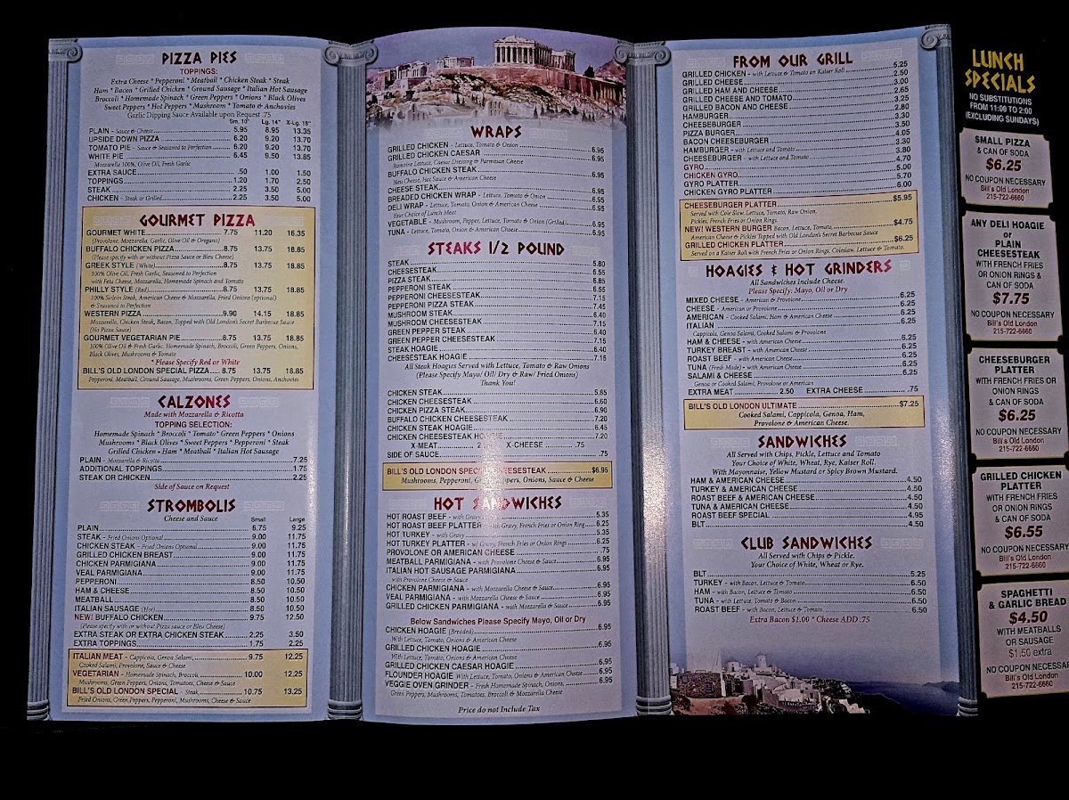 Menu Bill's Old London Pizza-2
