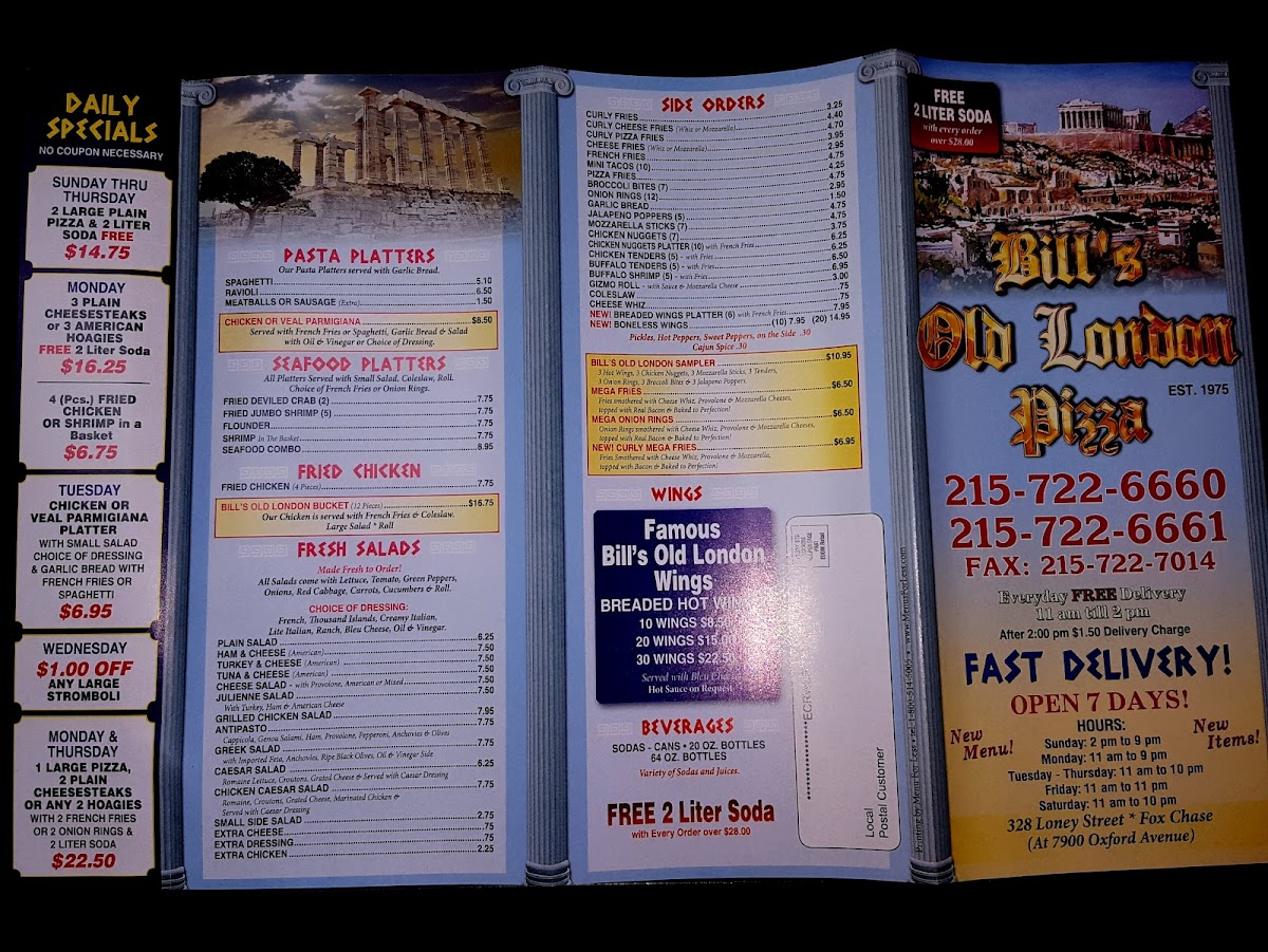 Menu Bill's Old London Pizza-3