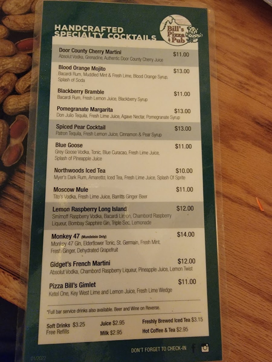 Menu Bill's Pizza & Pub North-4