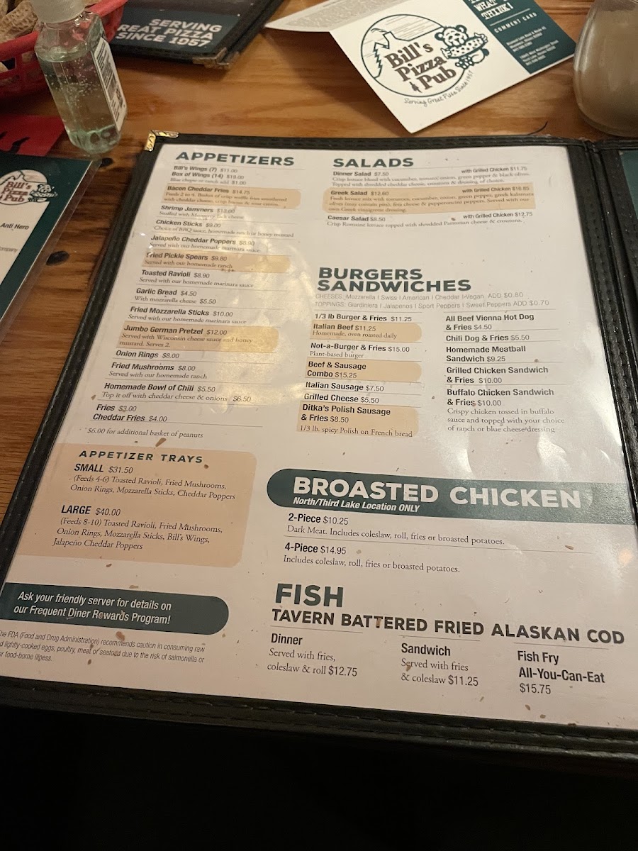 Menu Bill's Pizza & Pub North-5