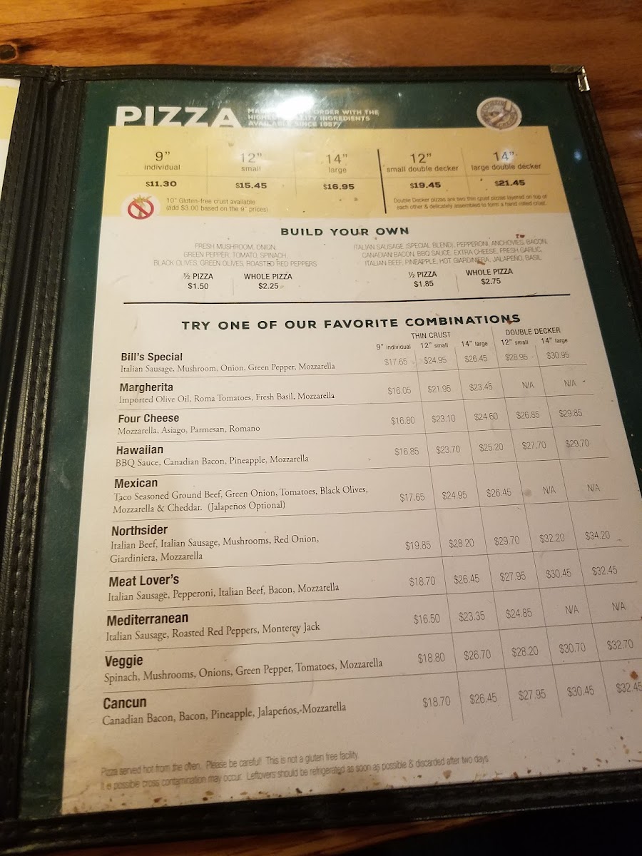 Menu Bill's Pizza & Pub North-7